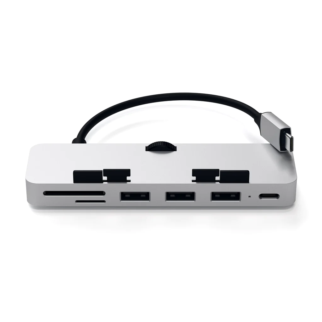 USB Hub Satechi USB-C Clamp Pro, i argjendtë