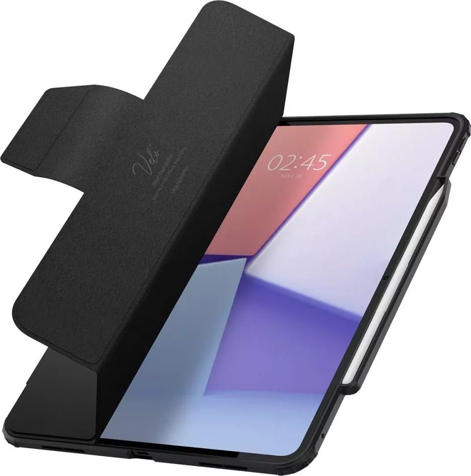 Këllëf Spigen Ultra Hybrid Pro për iPad Pro 13" M4 2024, mbajtës Pencil, kickstand, i zi