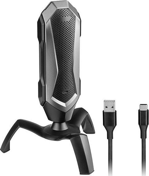 Mikrofon gaming Tracer SPIDER RGB TRAMIC46853, USB C, me ndriçim RGB, i zi