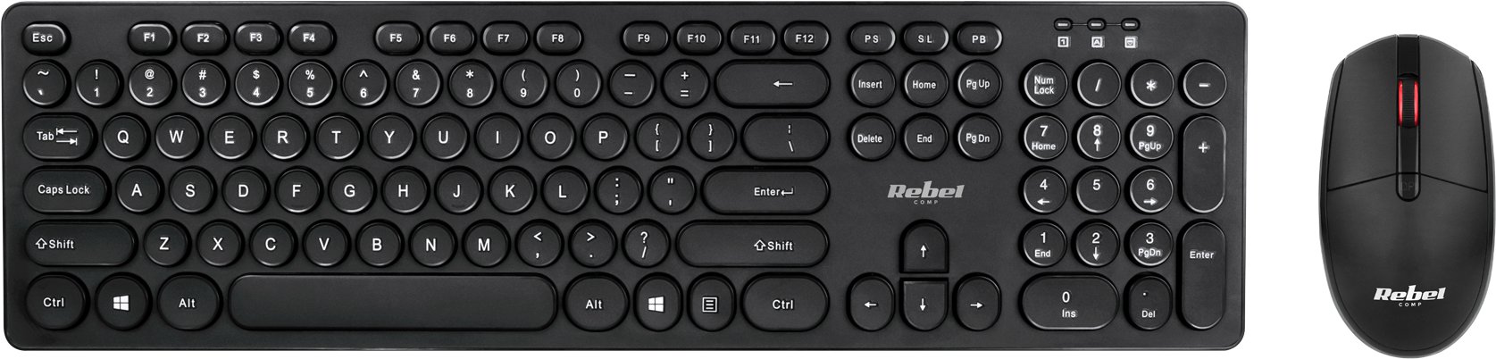 Set tastierë dhe maus Rebel Electro WS400, wireless 2.4 GHz, USB, i zi