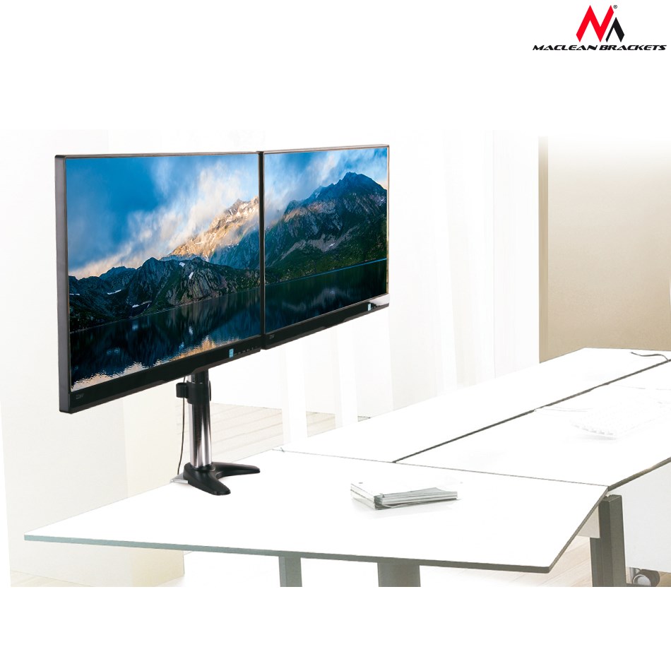Mbajtëse tavoline për dy monitorë Maclean MC-714, 13-27", 8kg, e zezë
