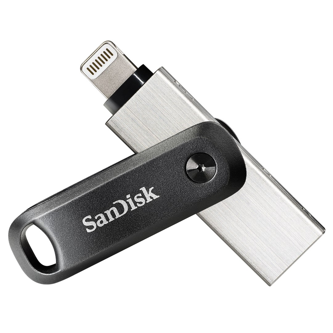 USB Flash Drive SanDisk iXpand Go, 256GB, USB 3.0/Lightning, e argjendtë/e zezë