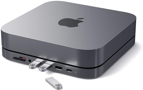 Mbajtëse dhe Hub Satechi USB-C për Mac Mini, e hirtë