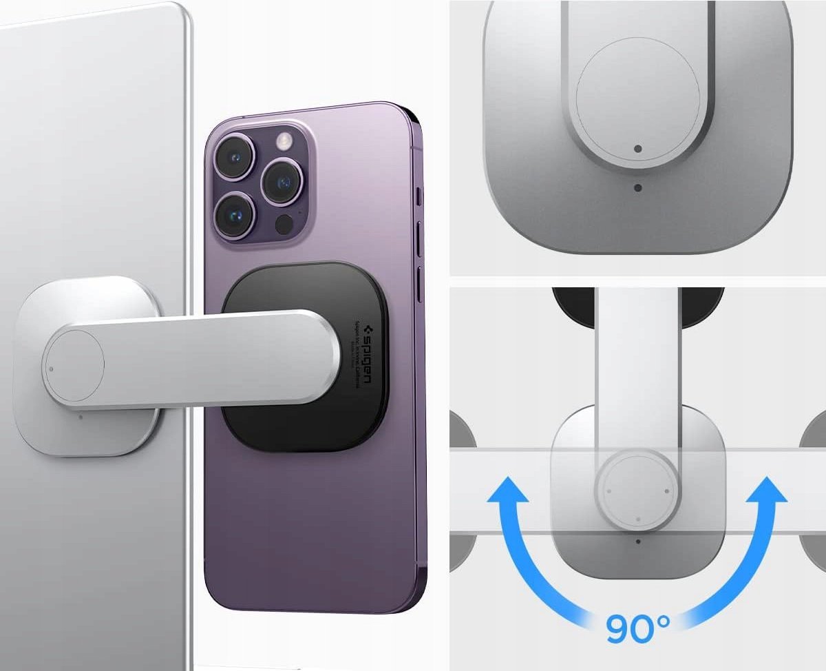 Mbajtëse magnetike për monitor dhe laptop Spigen OneTap S312, për MagSafe, alumini, argjendtë