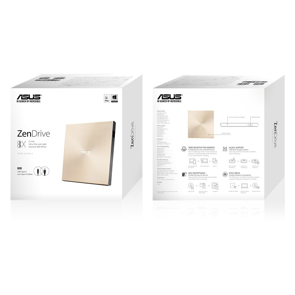 Disk optik ASUS ZenDrive U9M, DVD±RW, i artë
