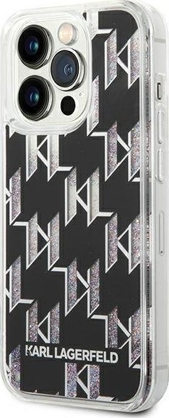 Mbrojtëse telefoni Karl Lagerfeld Liquid Glitter Monogram për iPhone 14 Pro 6.1", hardcase TPU PC, e zezë