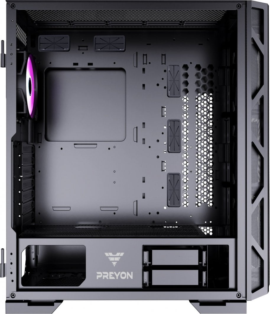 Куќиште за компјутер PREYON Nest Meshy+ (PRENMP04B), црна боја