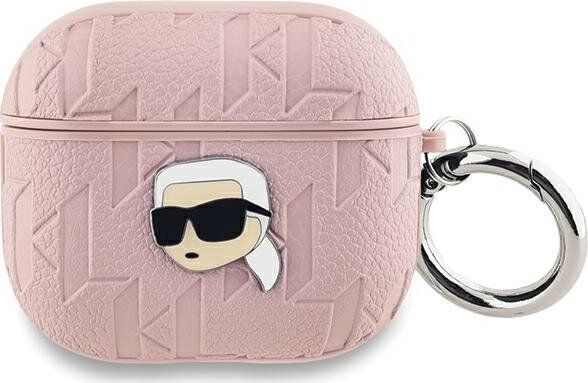 Mbështjellës për kufje Karl Lagerfeld Monogram Karl Head, për AirPods 3, rozë