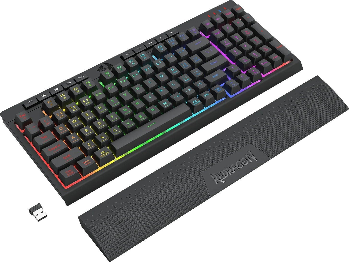 Tastierë gaming Redragon K515 Shiva, 98 taste, RGB, me mbështetëse dore, e zezë