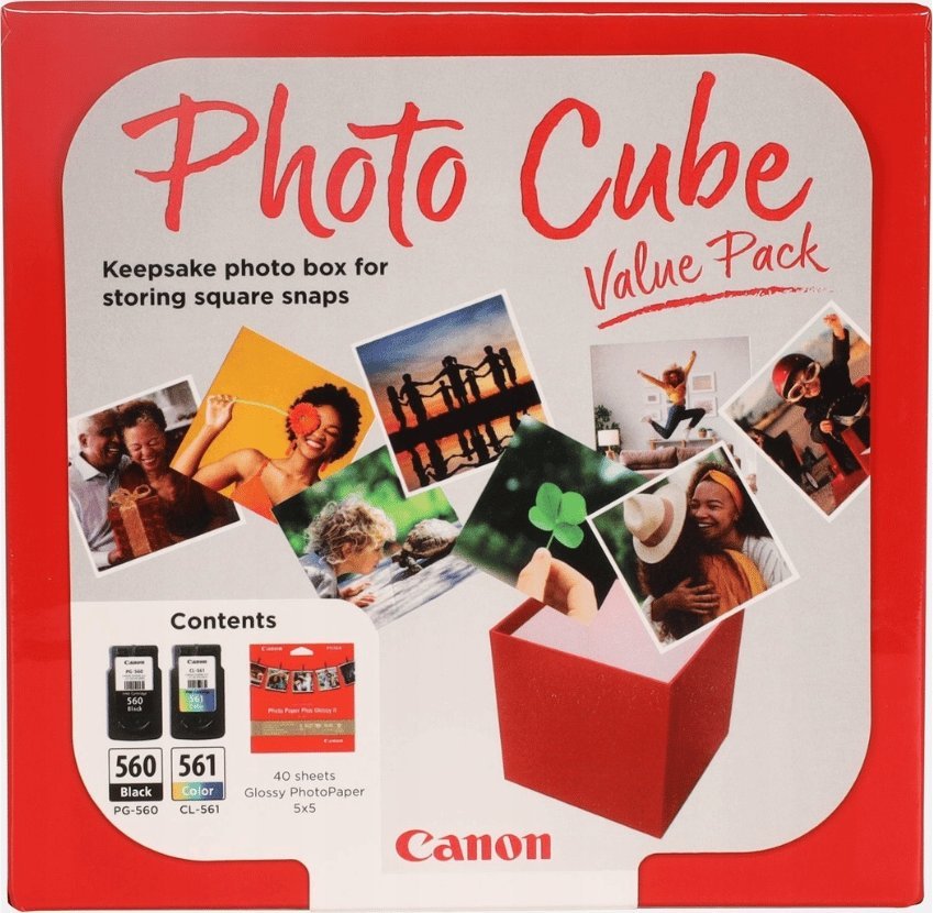 Paketë bojëra dhe letër fotografike Canon Photo Cube 3713C007, PG-560, CL-561, PP-201 5x5, 40 fletë
