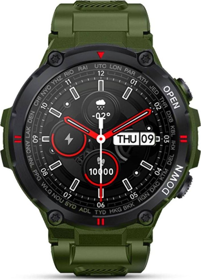 Smartwatch Giewont GW430-3, ekran me prekje, monitorim aktiviteti, i gjelbër