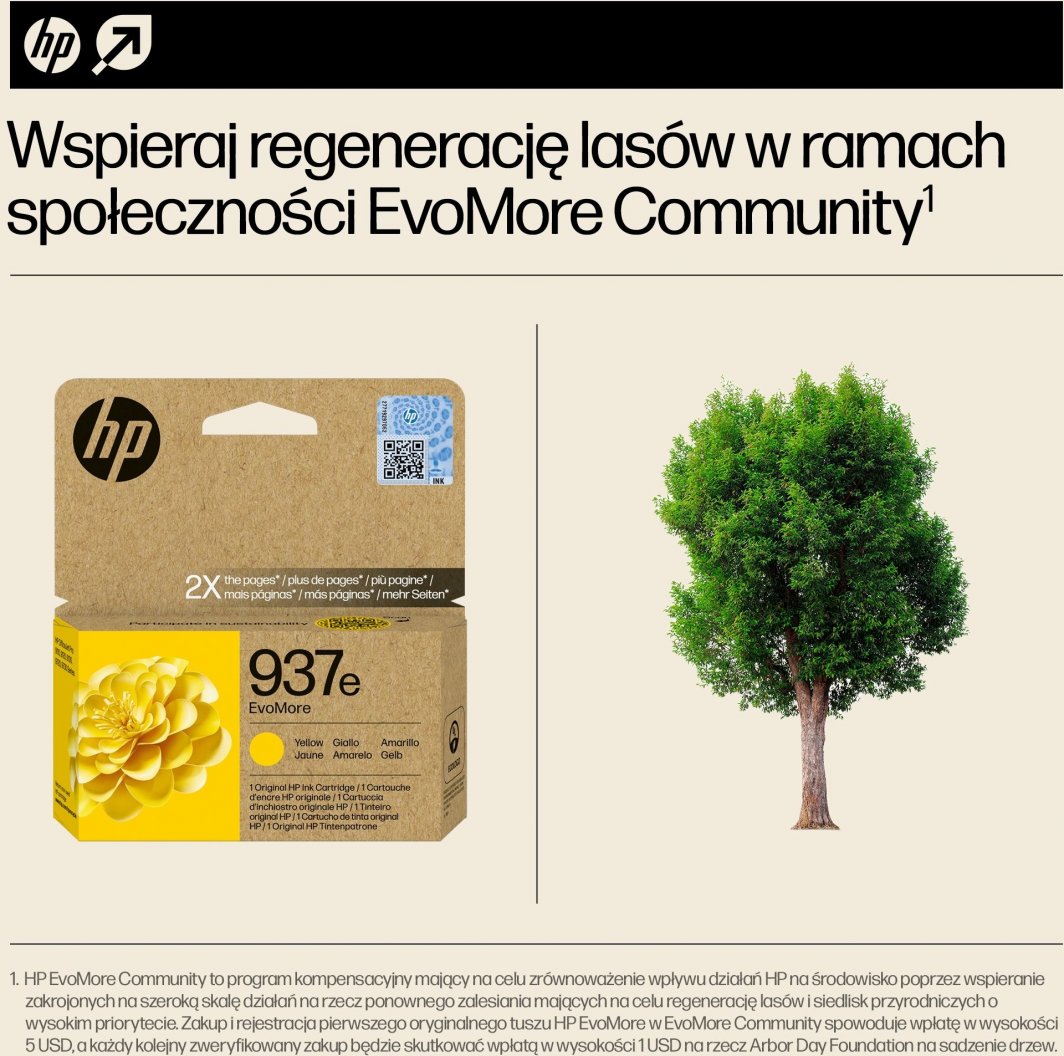 Ngjyrë origjinale HP 937e EvoMore, 1650 faqe, e verdhë