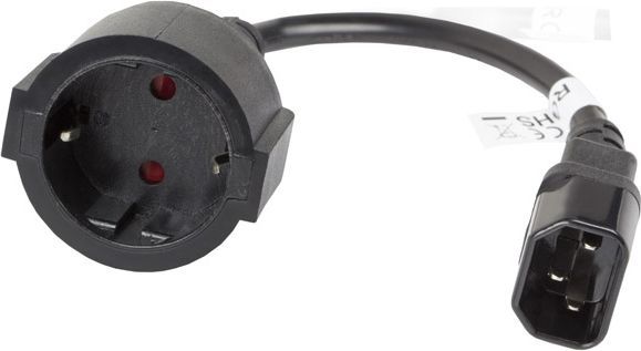 Kabllo e energjisë Lanberg IEC 320 C14- Schuko, 20cm, e zezë (CA-C14E-10CC-0018-BK)