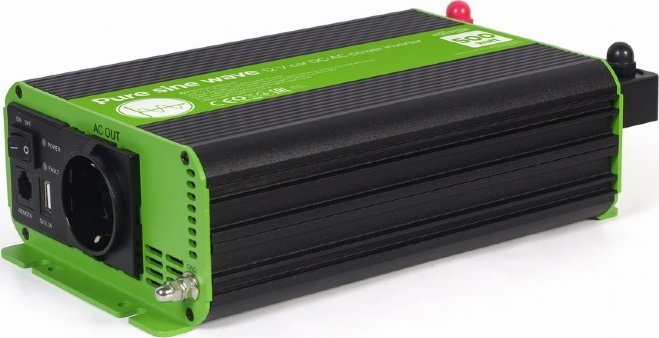 Konvertues Gembird 12V/ 230V, 500W/ 1000W, i gjelbër/ i zi