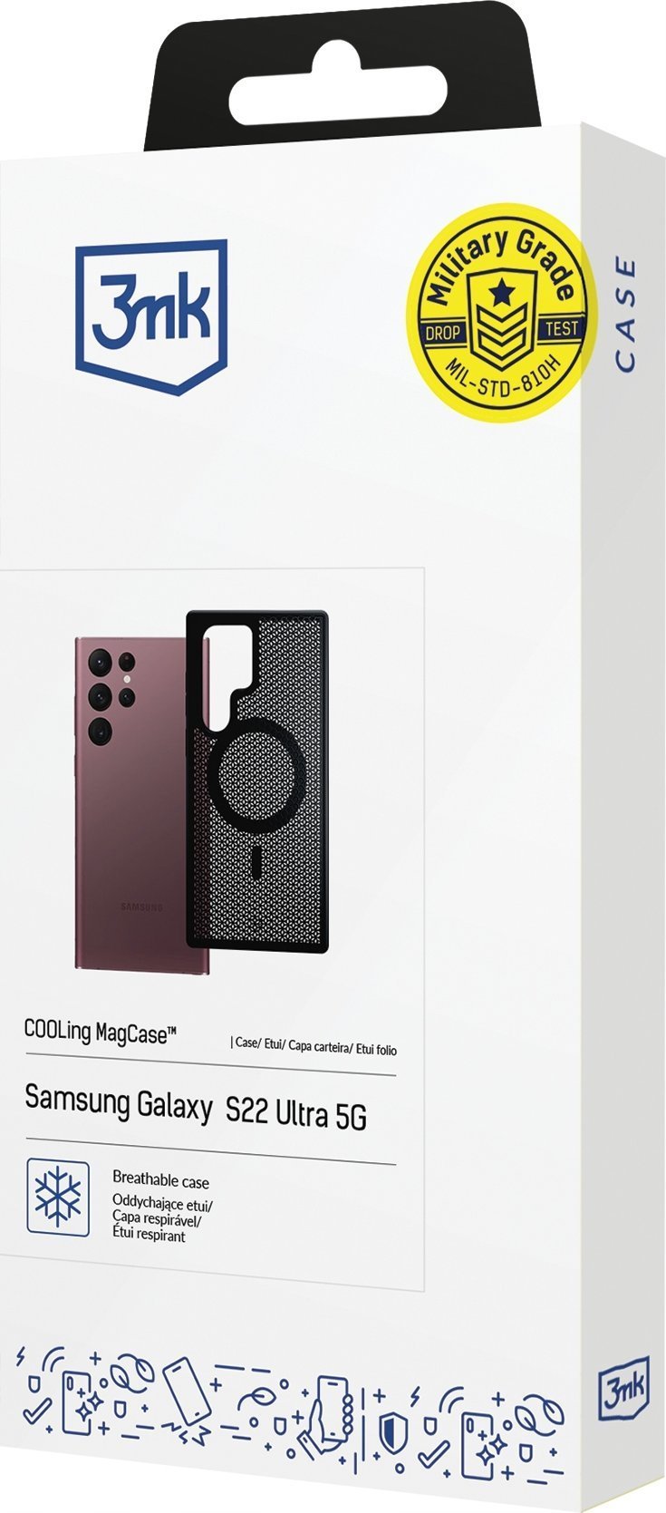 Футрола 3mk COOLing MagCase за Samsung Galaxy S22 Ultra 5G, компатибилна со MagSafe, транспарентна