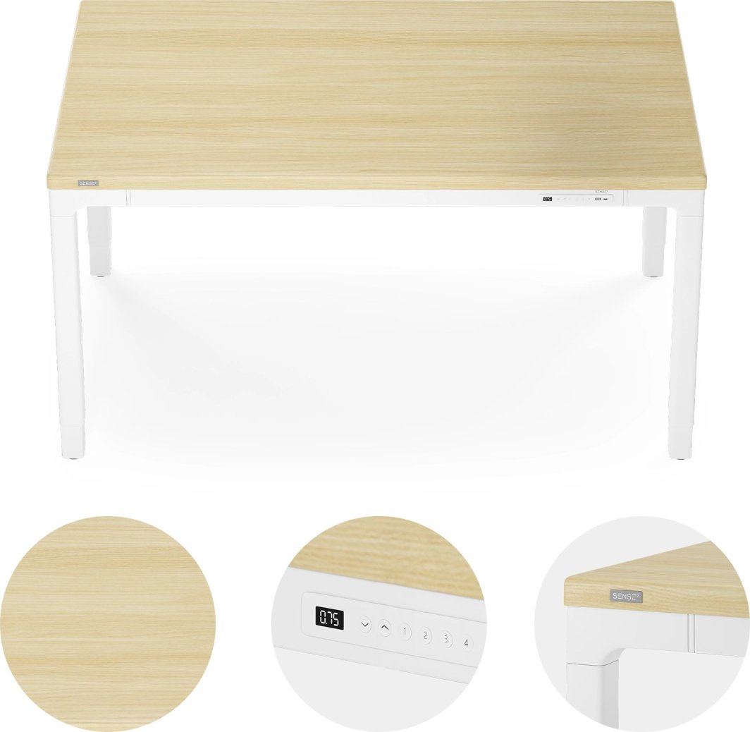 Tavolinë SENSE7 MANMA, 160cm x 80cm, e bardhë/ druri