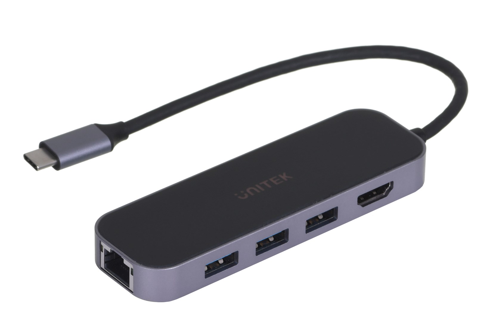 USB Hub Unitek, USB-C, 6 porte, 4K HDMI, PD 100W, i hirtë