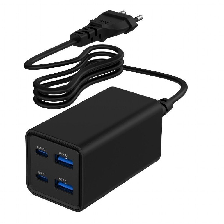 Полнач универзален Gembird 65W GaN, 2x USB A, 2x USB C, црн