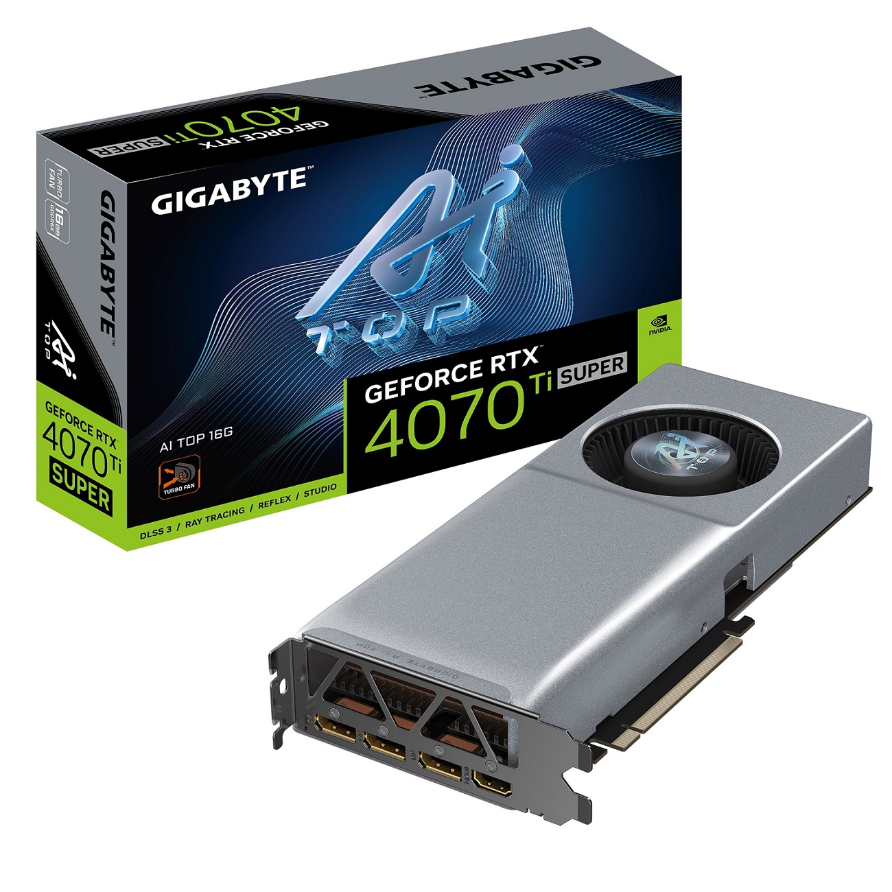 Kartelë grafike Gigabyte GeForce RTX 4070 Ti SUPER AI TOP, 16GB, e argjendtë