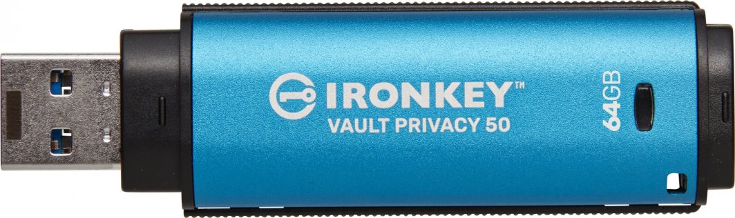 USB Kingston IronKey Privacy 50, 64 GB, i kaltër