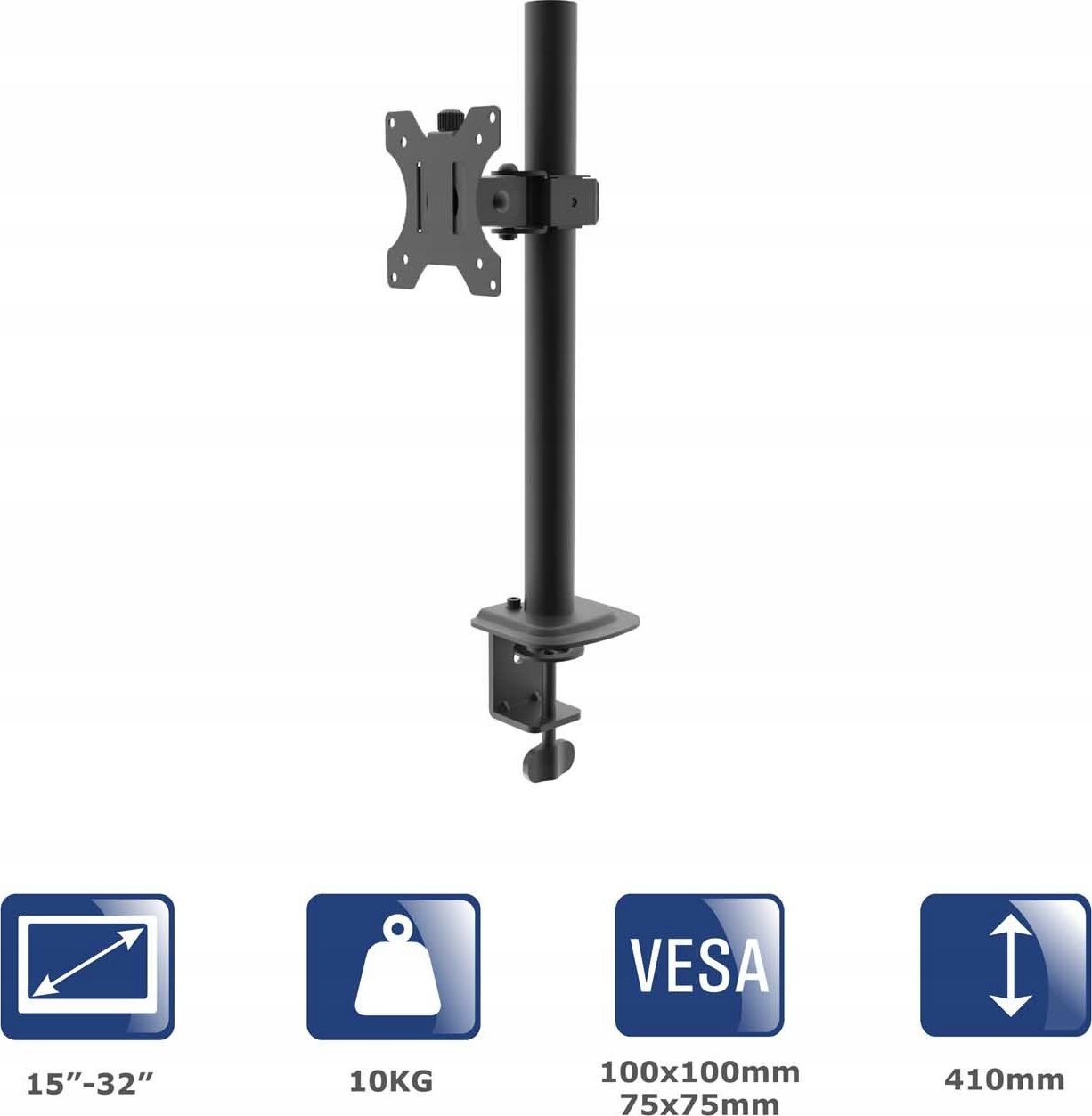 Mbajtëse tavoline për monitor Akyga AK-MB-03, deri 32", VESA 75x75 100x100, e zezë