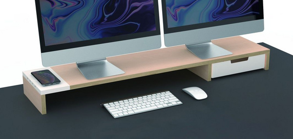 Mbështetëse prej druri për monitor POUT Eyes9, e bardhë