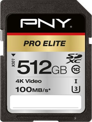 Kartë memorie PNY SDXC PRO Elite UHS-I (P-SD512U3100PRO-GE), 512GB