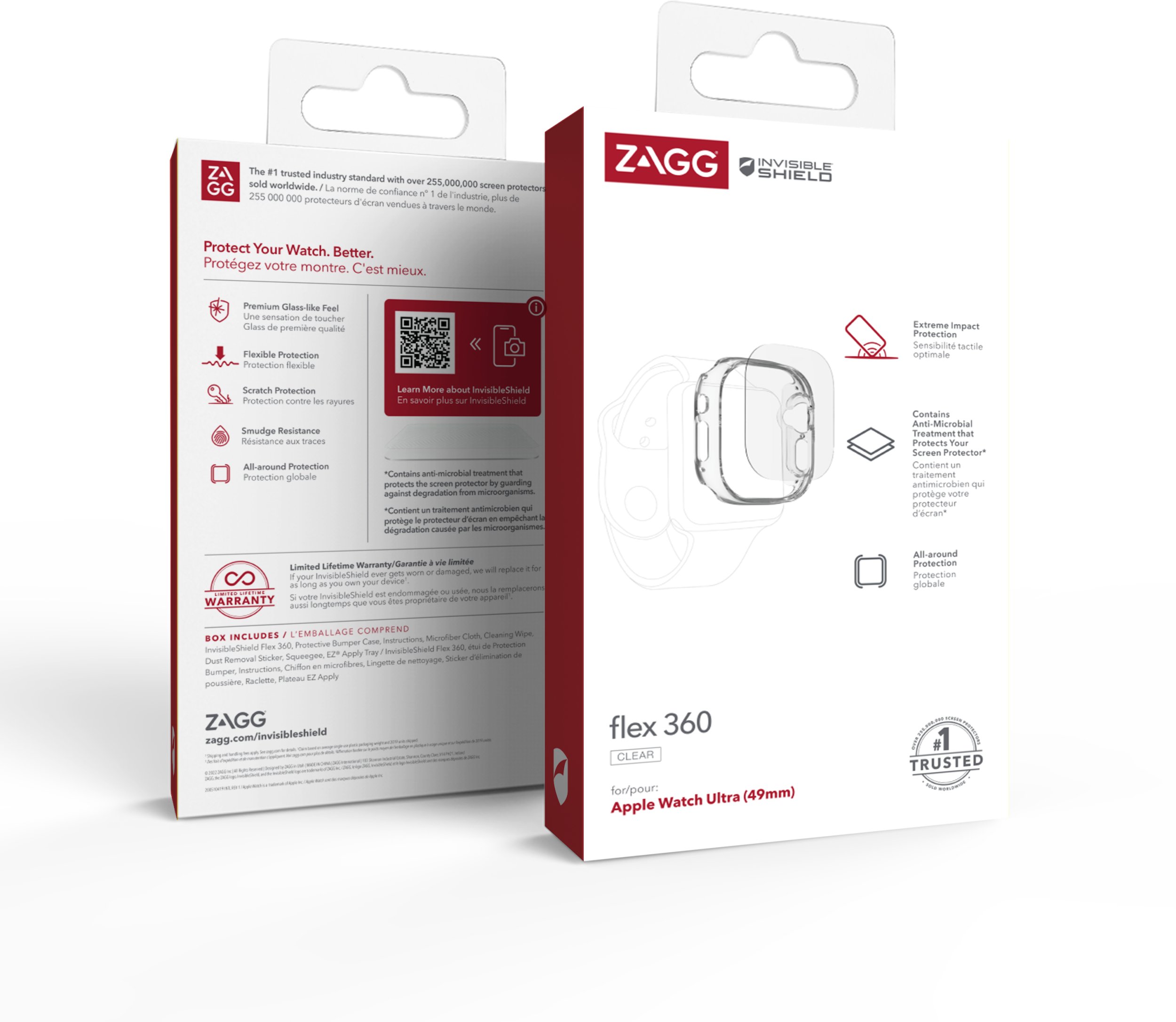 Mаска InvisibleShield Flex 360 за Apple Watch Ultra 49mm, сет за заштита на екран и рамка, проѕирна