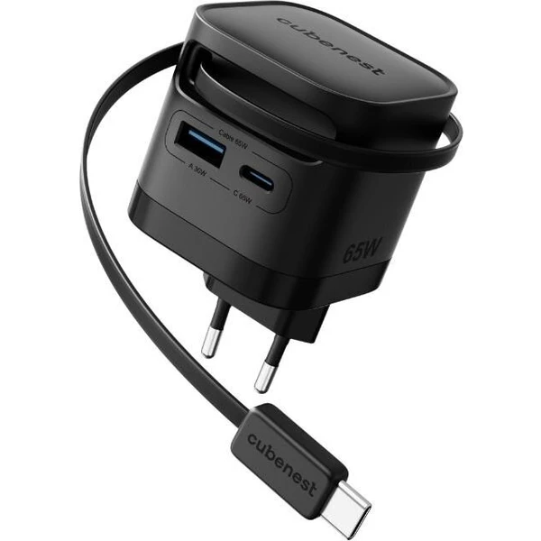 Karikues Cubenest S3D2 PD GaN, 65W, me kabllo USB C, i zi