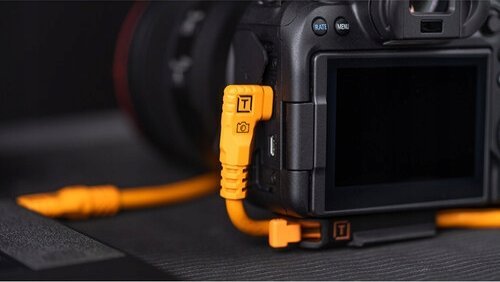 Kabllo TetherTools Tether Pro, USB-C në USB-C, 9.4m, kënd i djathtë, portokalli