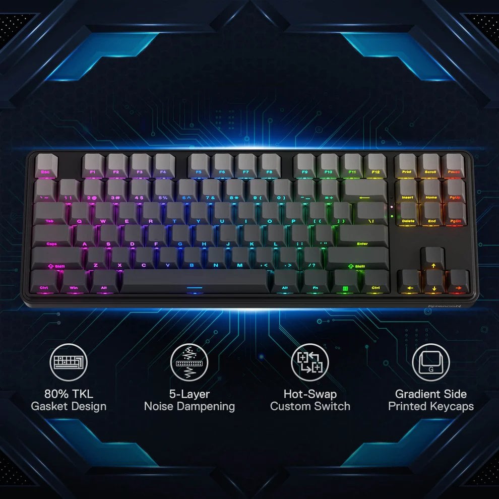 Механичка тастатура Redragon Star Blade K707 Pro, TKL, RGB, безжична