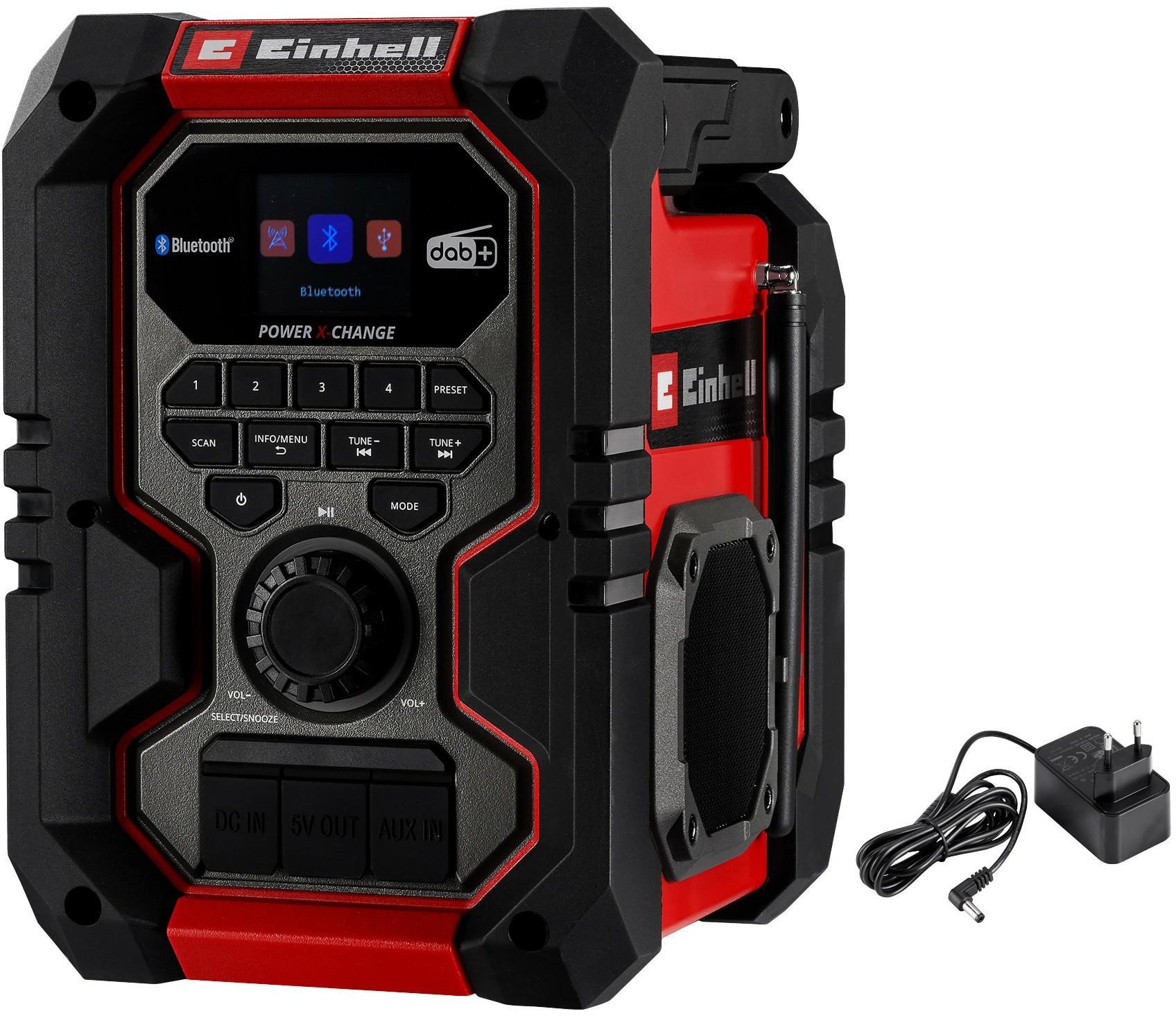 Безжичен радио приемник Einhell TE-CR 18 Li, 18V, DAB+ FM Bluetooth, црвен