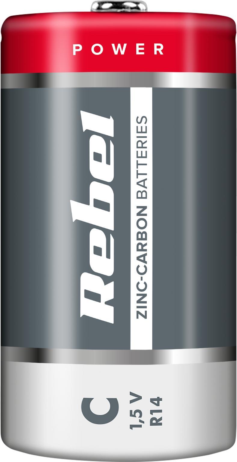 Bateri zink karbon Rebel R14 C, 1.5V, paketim 2 copë