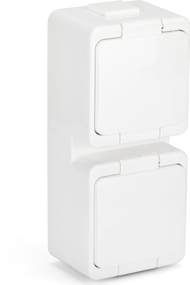 Prizë dyshe Montis NT-6S/P, sipërfaqësore 2P+E, IP44, e bardhë