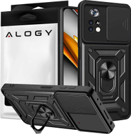 Maskë telefoni Alogy Camshield Stand Ring për Xiaomi Poco X4 Pro 5G, me këmbëz, kapak kamere, e zezë