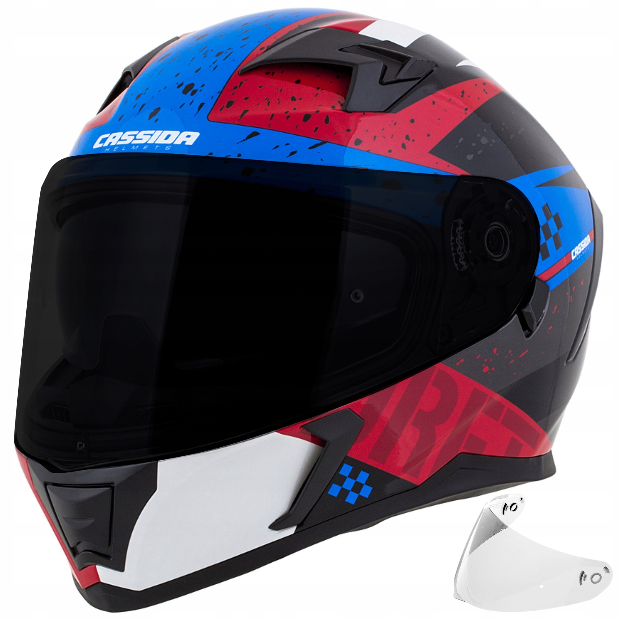 Helmë moto Cassida 3 Drft, vizor i zi, XS, e zezë