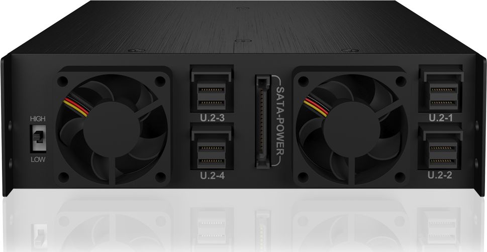 Систем за носачи на дискови Icy Box IB-2242U2K, 4x 2.5" U.2 NVMe SATA SAS, Mini SAS SFF-8643, црн