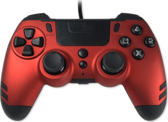 Gamepad Lexip SteelPlay Slim Pack, me kabllo, për PS4 dhe PC, e kuqe Ruby