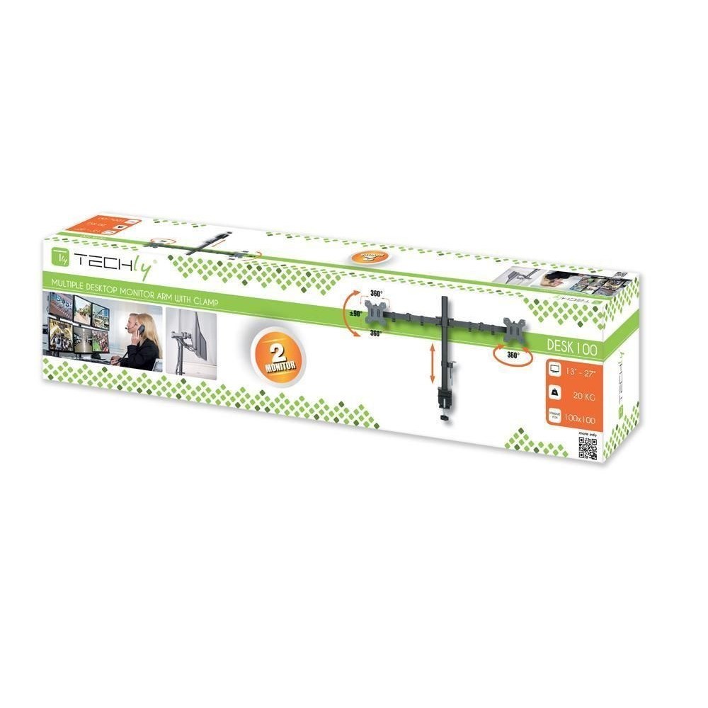 Mbajtëse tavoline për monitor Techly, 13"-27", VESA 100x100, e zezë