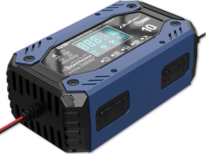 Karikues baterie Qoltec, 12 24V, 10A, me funksion riparimi, me ekran LCD