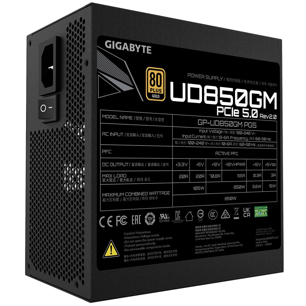 Напојување GIGABYTE UD850GM PG5 V2, 850W, 80 Plus Gold
