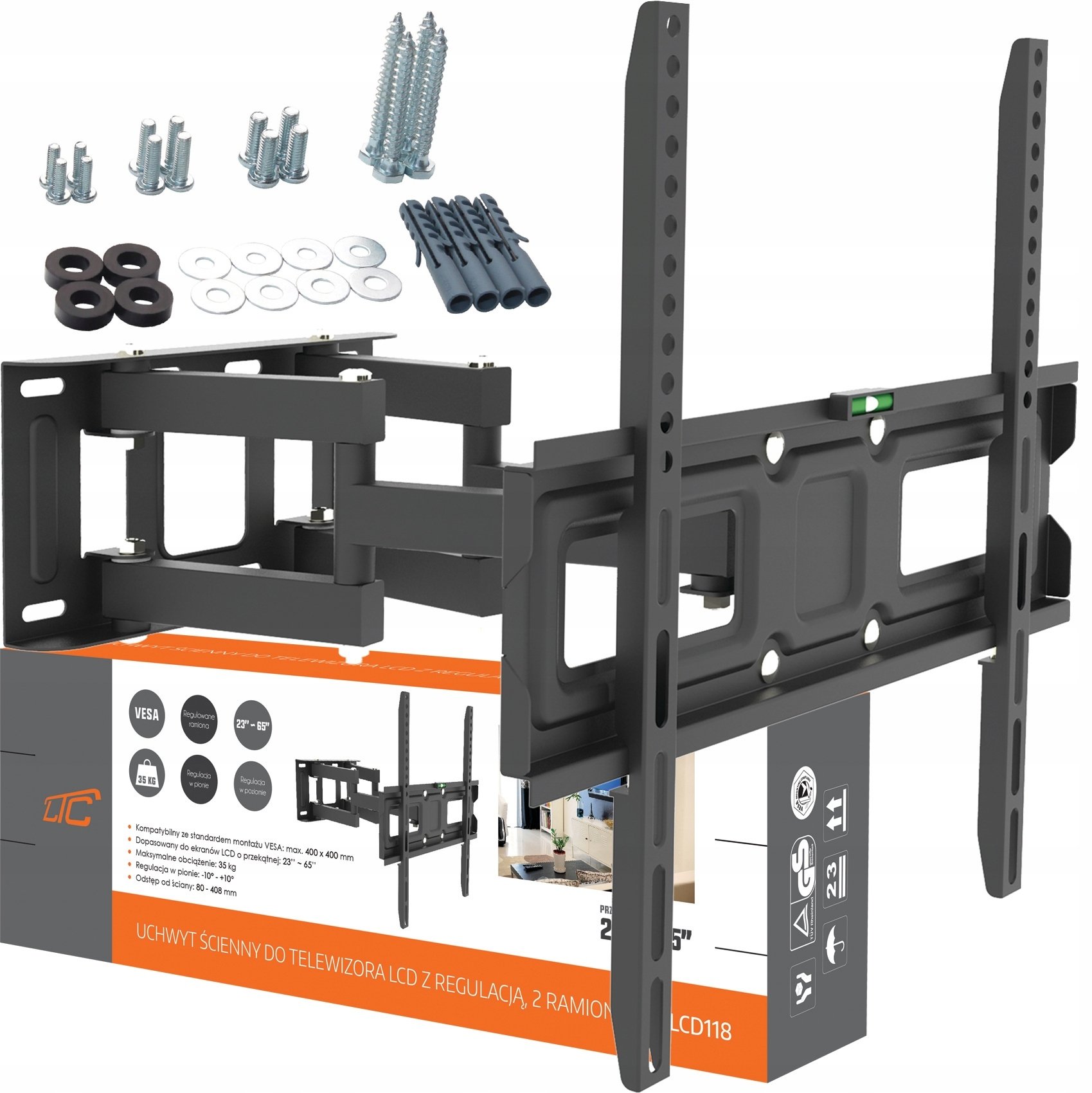 Ѕиден носач за ТВ LTC Strong Mount, 37"-99", ротирачки, црн