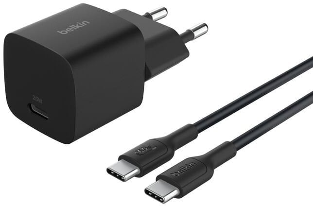 Karikues Belkin 25W USB C, Power Delivery, me kabllo, i zi