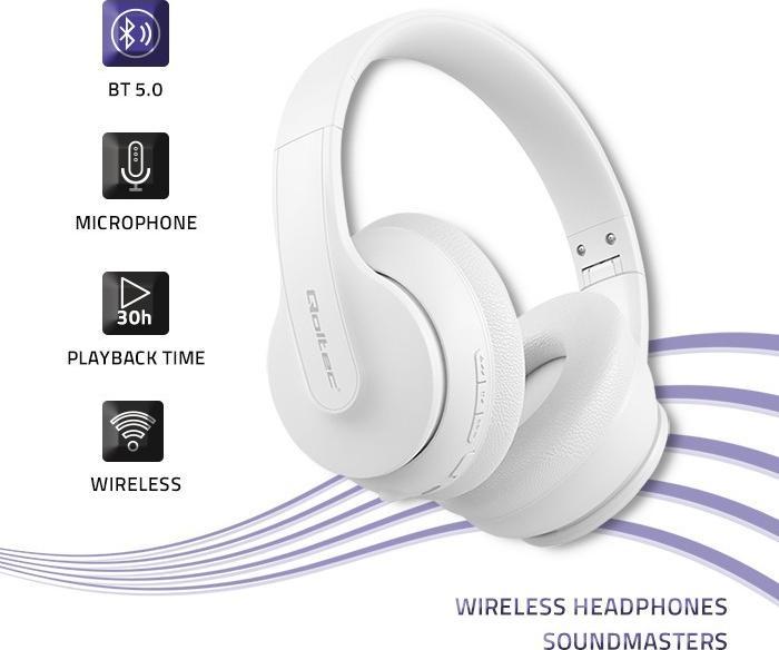 Безжични слушалки Qoltec 50845, Bluetooth 5.0, микрофон, црни