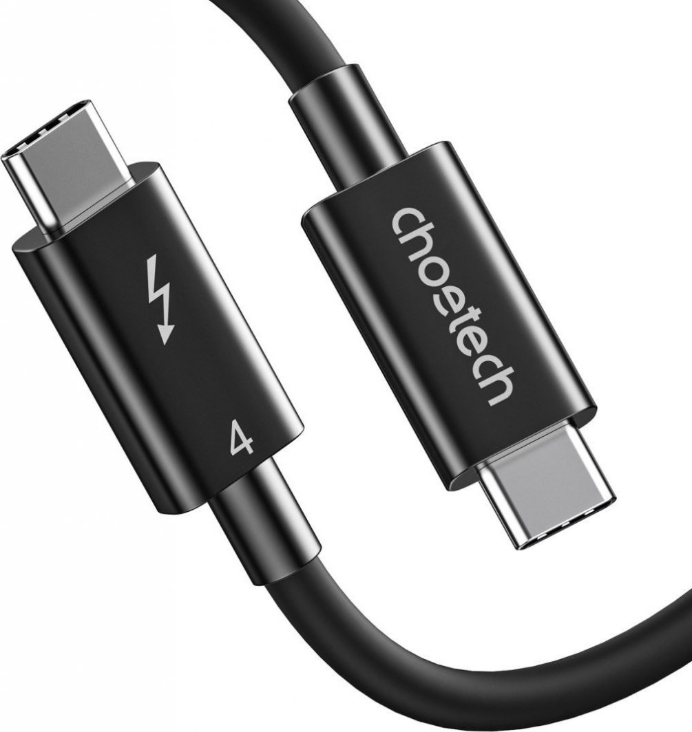 Kabllo USB C Choetech Thunderbolt 4, 40Gbps, 0.8m, e zezë