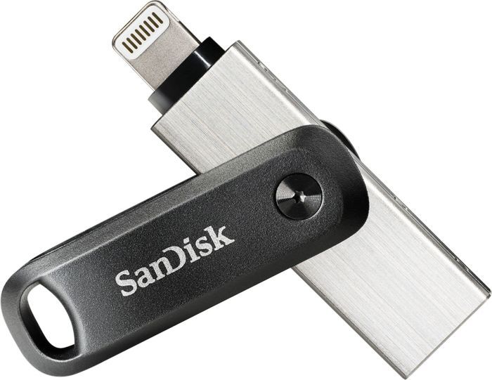 USB SanDisk iXpand Go, 256GB, Lightning dhe USB 3.2, zi argjend