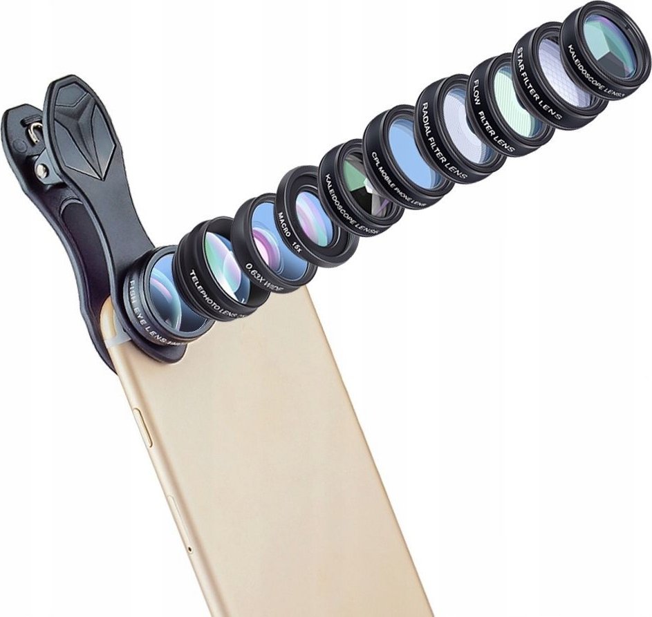 Сет леќи за паметен телефон Apexel 12 in 1 APL 22XDG9, 22x телефото, fisheye, 15x макро