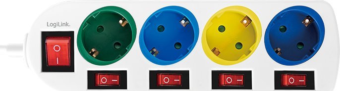 Shirit rryme LogiLink LPS257, 4 presa, kabllo 1.5m, shumëngjyrësh