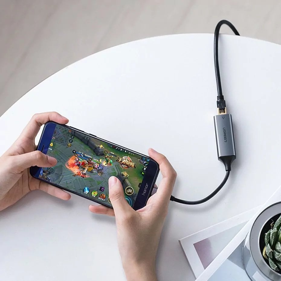 Adapter USB Ugreen, USB C në RJ45, Gigabit Ethernet, gri