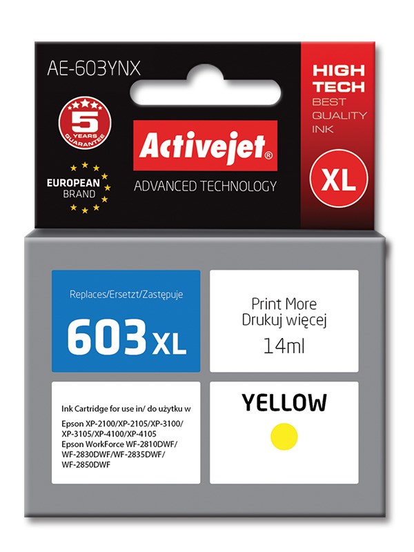 Ngjyrë për printer Activejet AE-603YNX (zëvendësim për Epson C13T03A44), 14 ml, e verdhë